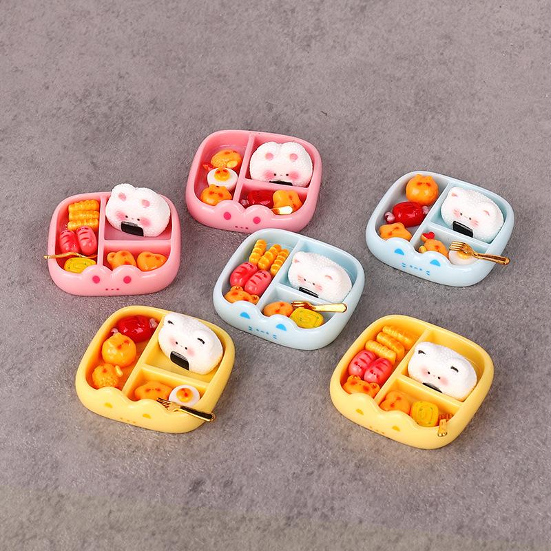 Model Kit Fantasy - 1 セット子供のふり遊びおもちゃミニチュアシミュレーションおにぎり食事プレイセット DIY 装飾リアルなポータブル弁当食品モデル